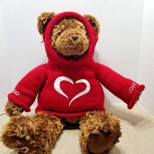 Hechts GUND Millennium 2000 Plush Brown Bear Stuffed Animal Red Sweater LOVE